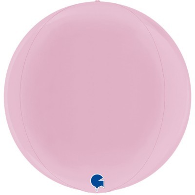 Bola de praia rosa com logótipo azul e branco
