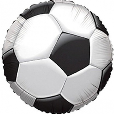 Balão redondo com padrão de bola de futebol preto e branco