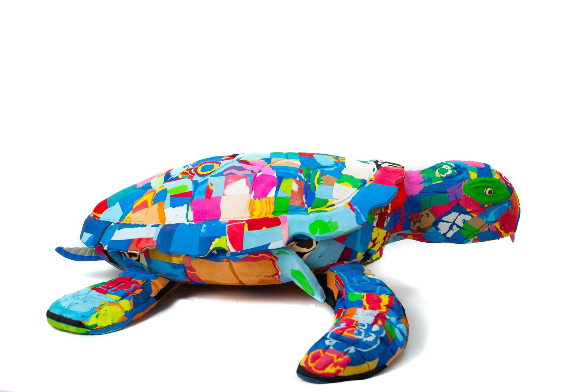 Tartaruga XXL Pelúcia de tartaruga colorida com padrão patchwork