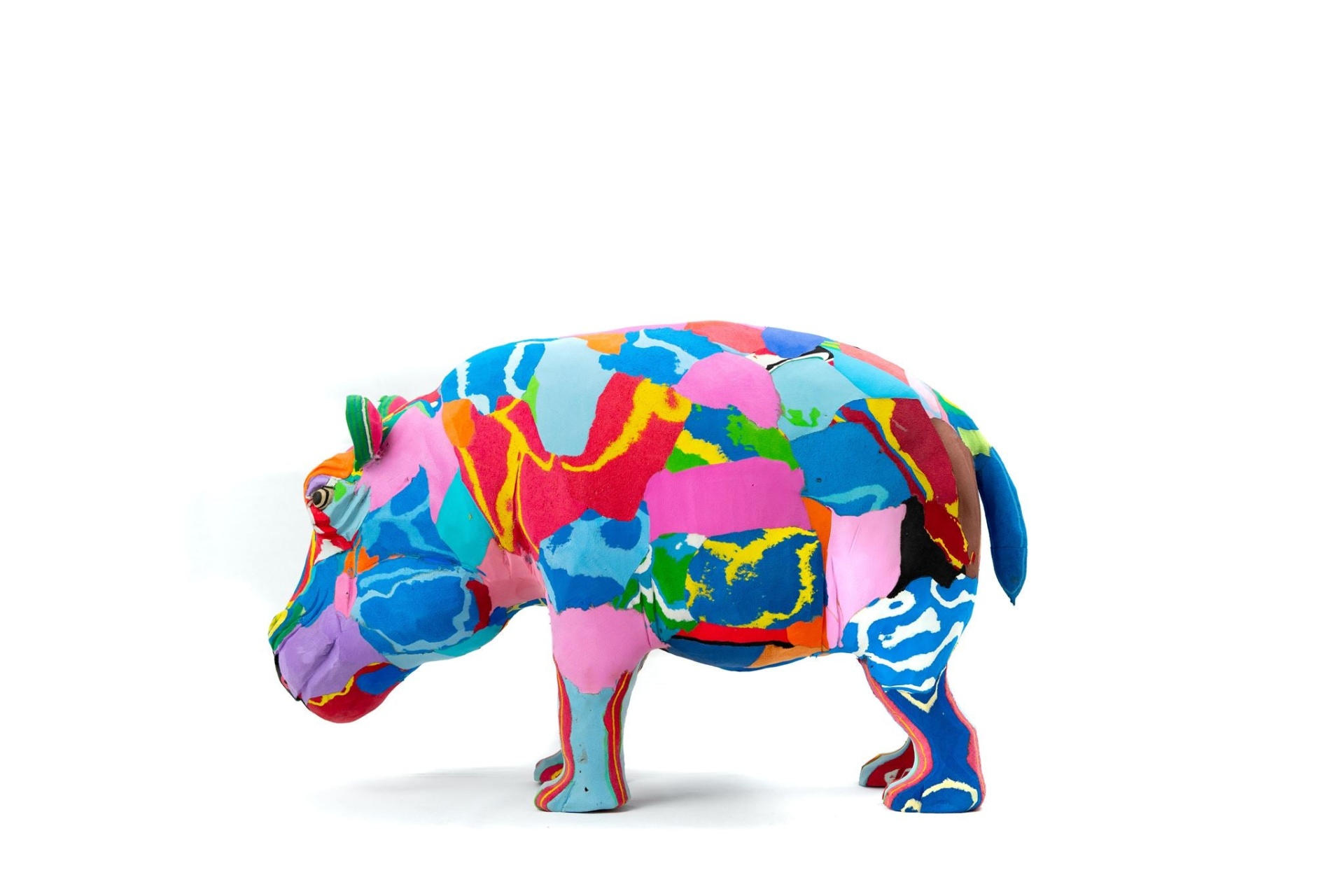 Hipopótamo XL Estatueta colorida de hipopótamo em tecido