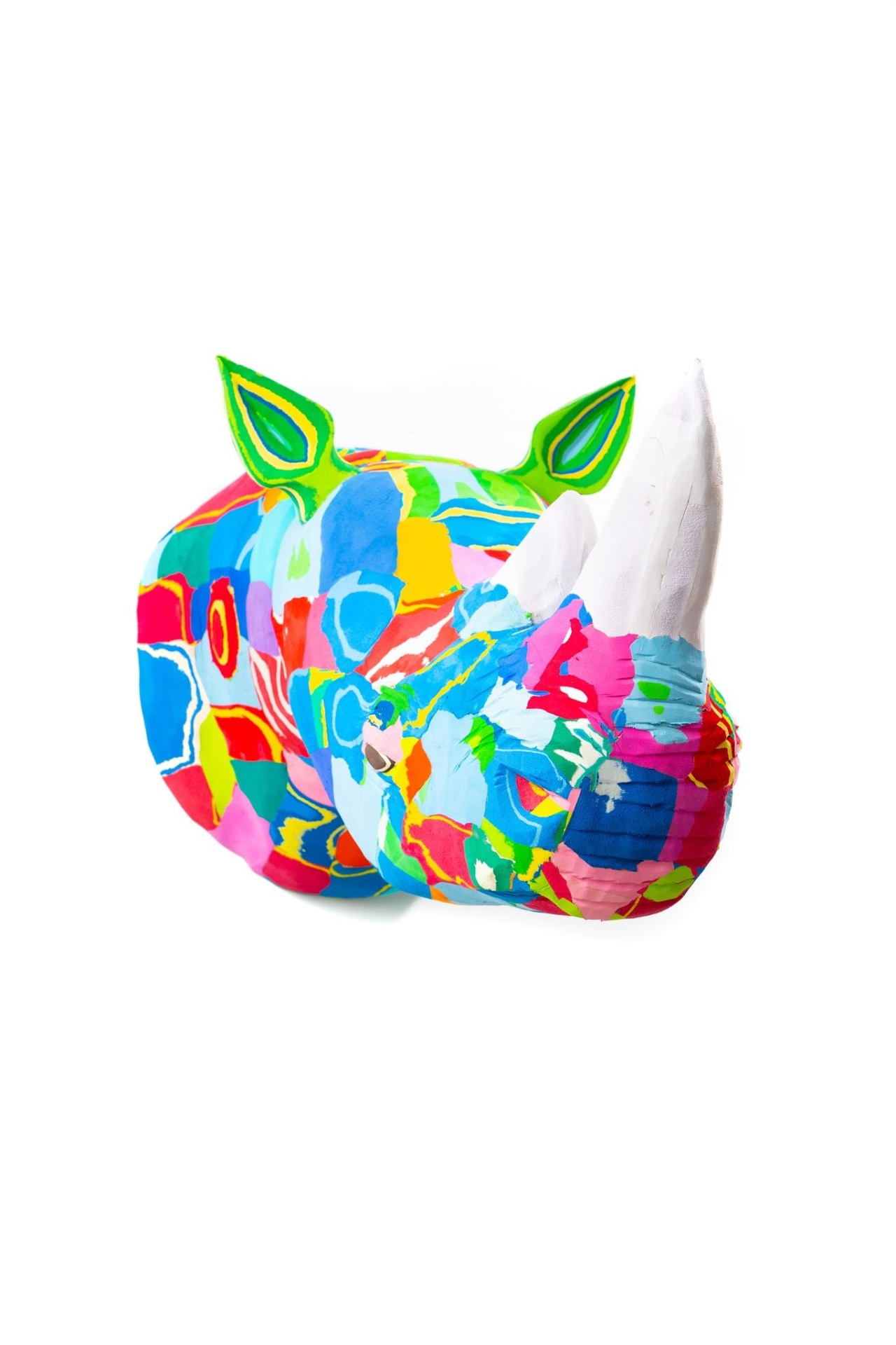 Rinoceronte de Parede XXL Cabeça decorativa de rinoceronte colorida para parede
