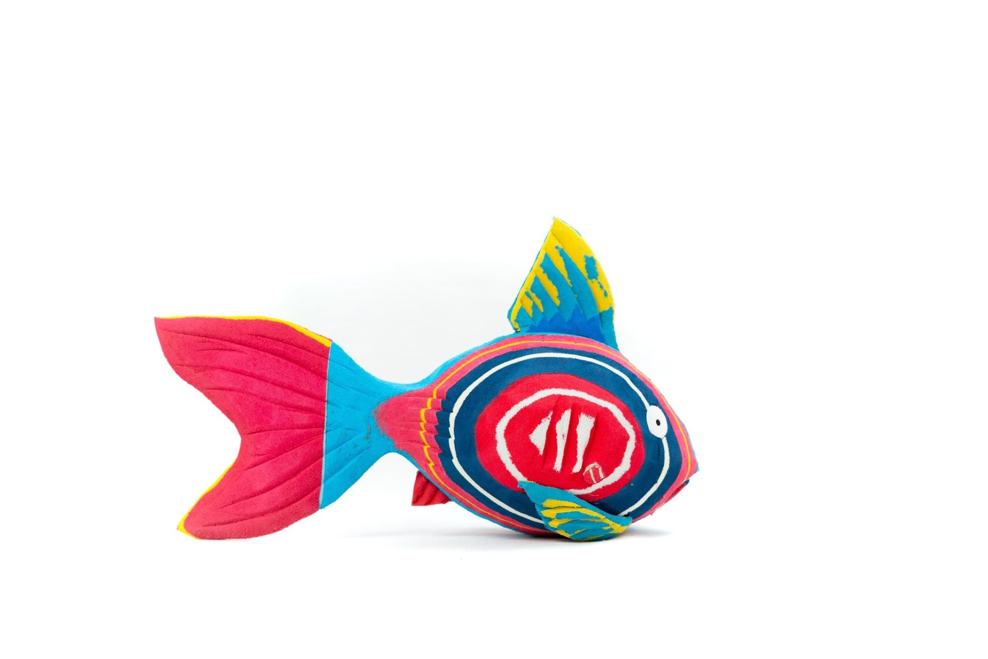 Peixe de Recife M Peixe de tecido colorido com cauda vermelha e corpo azul