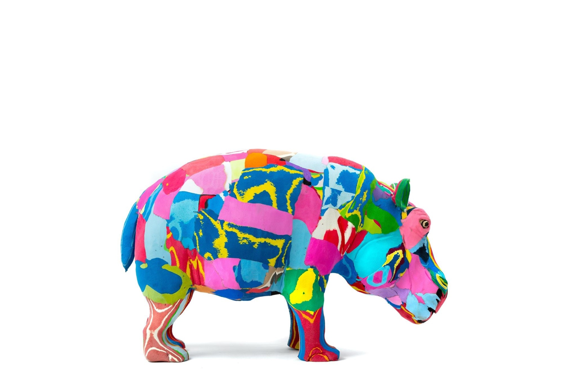 Hipopótamo XL Estátua colorida de hipopótamo com padrão abstrato