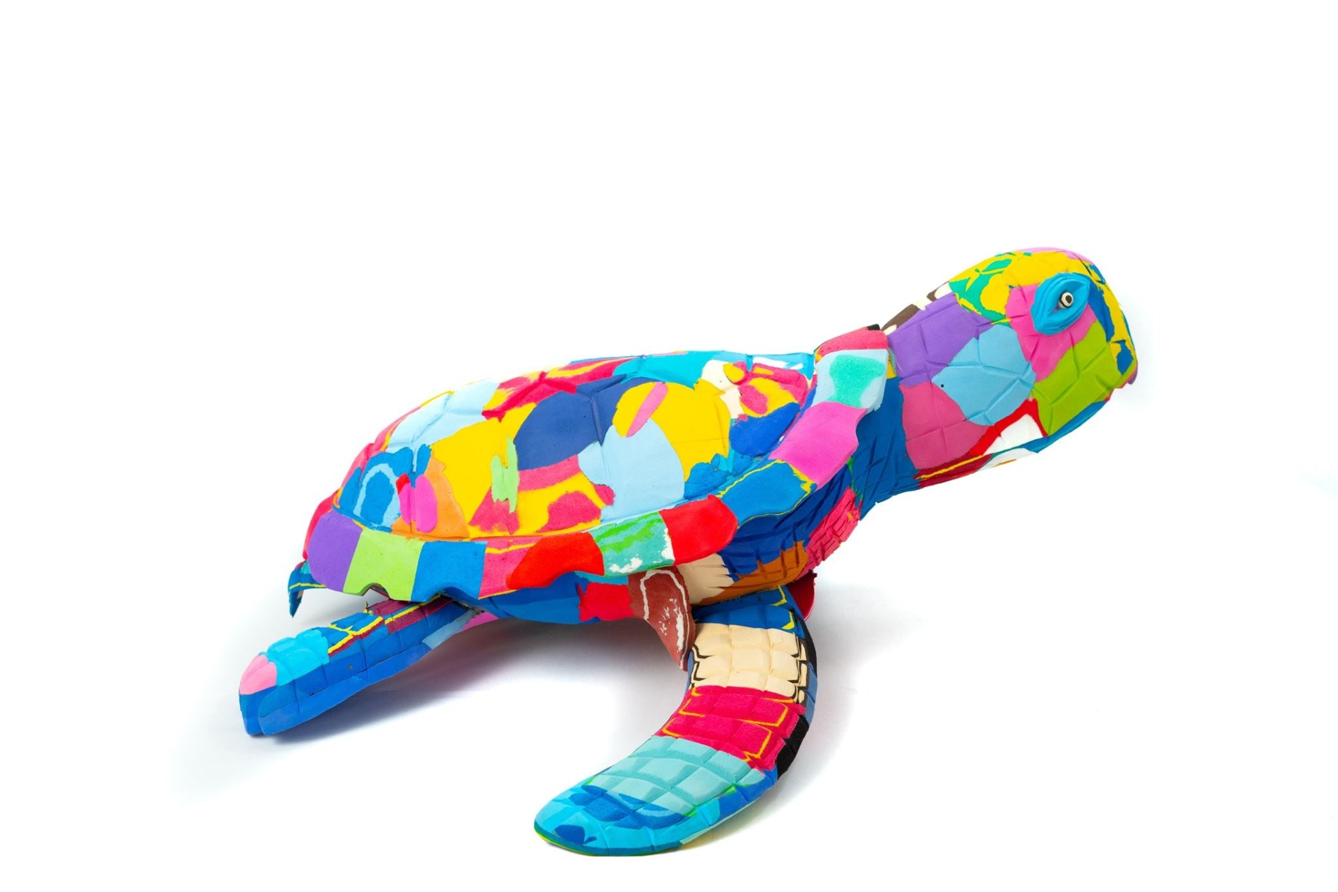 Tartaruga XL Peluche tartaruga colorida com padrão multicolorido