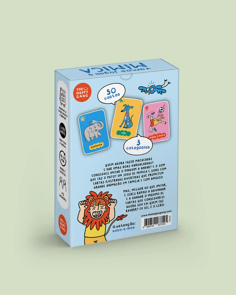 Caixa azul de jogo de cartas com ilustrações coloridas e texto em português.