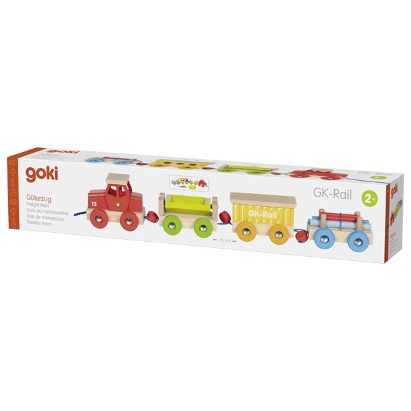 Conjunto de carrinhos de madeira coloridos Goki em caixa branca