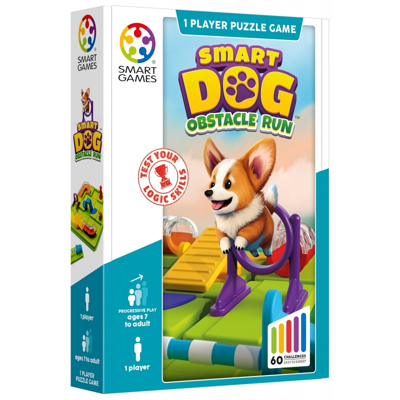 Caixa de jogo de puzzle Smart Dog Obstacle Run com cão a saltar obstáculo