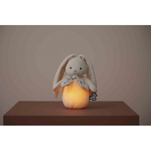 Abajur de peluche em forma de coelho com luz amarela