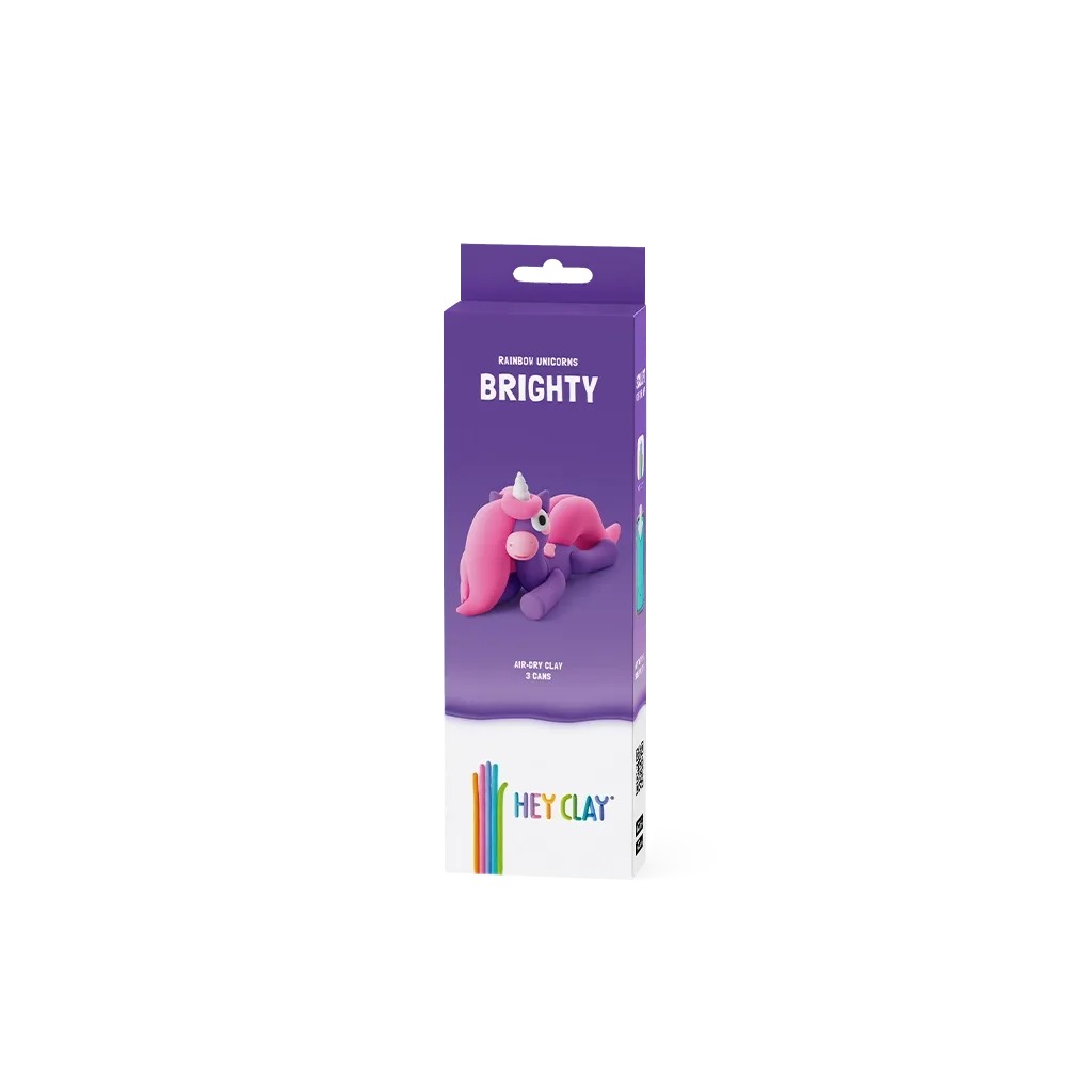 Caixa de massa de modelar HEY CLAY com unicórnio rosa e roxo