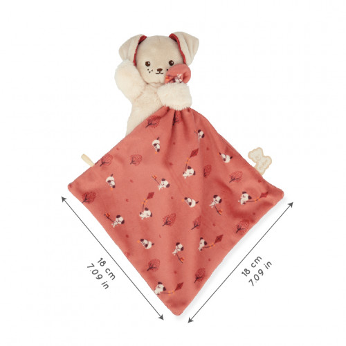 Manta de peluche com cabeça de cão e tecido rosa com padrão de folhas e cães