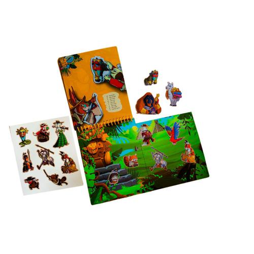 Jogos de selva coloridos com autocolantes e livro de atividades
