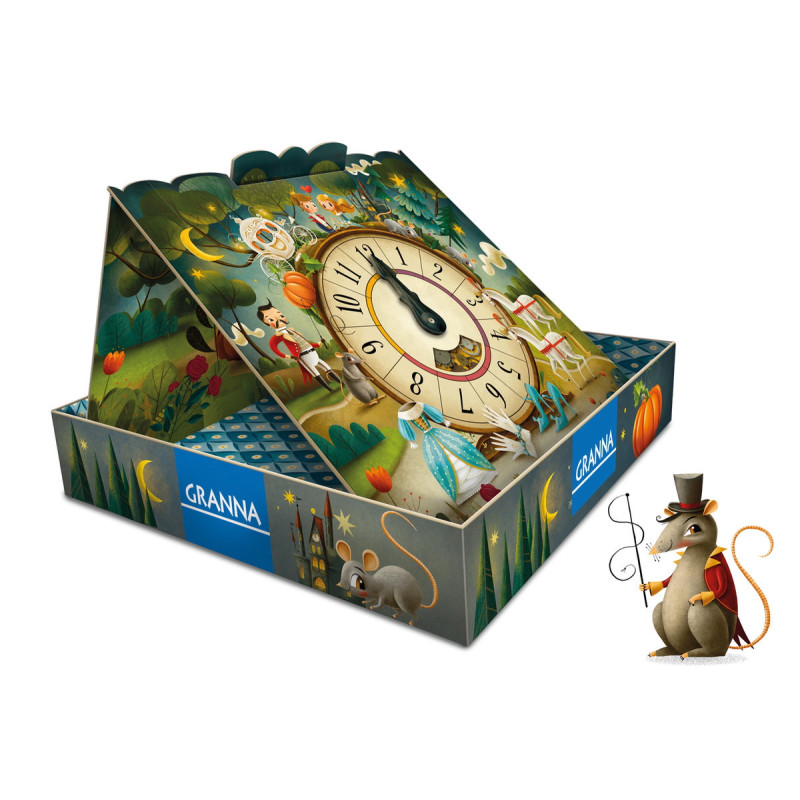 Jogo de tabuleiro colorido GRANNAS com tema de conto de fadas e relógio grande