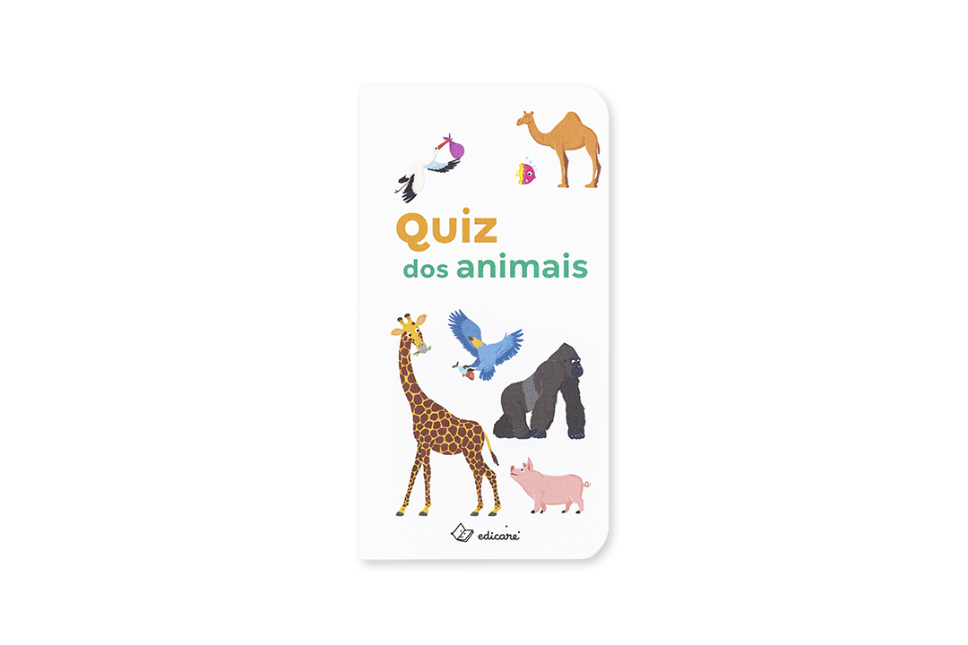 Pacote branco de quiz com ilustrações de animais e texto 'Quiz dos animais'