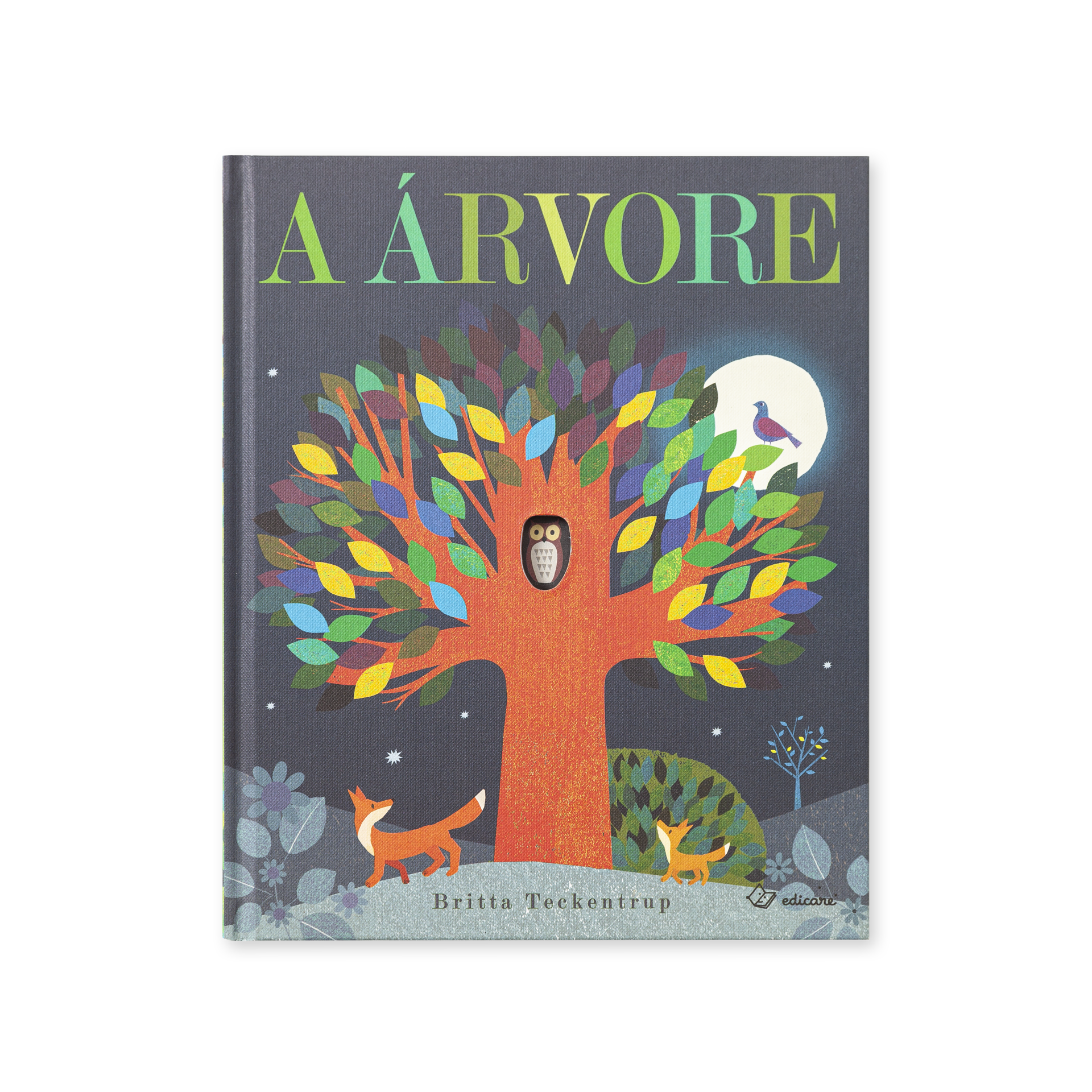 Capa de livro infantil 'A Árvore' com ilustração de árvore colorida e animais