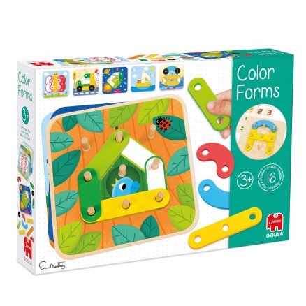 Jogo educativo Color Forms com peças coloridas em caixa