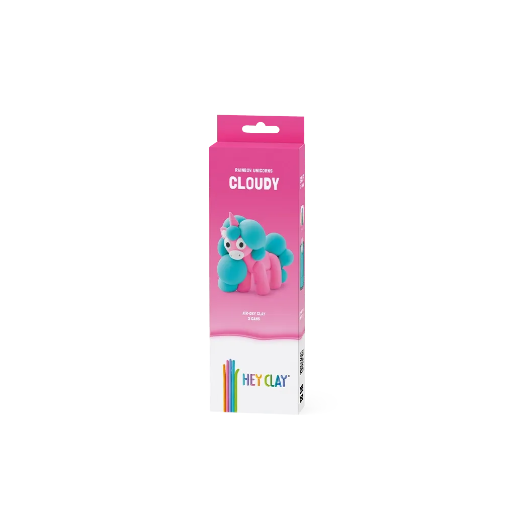 Pacote de argila de secagem ao ar para criar um unicórnio azul e rosa