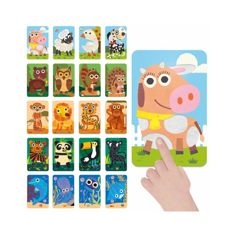 Cartas educativas com desenhos de vários animais em fundo branco.