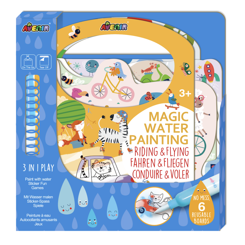 Conjunto educativo Magic Water Painting com tabuleiros reutilizáveis e caneta de água