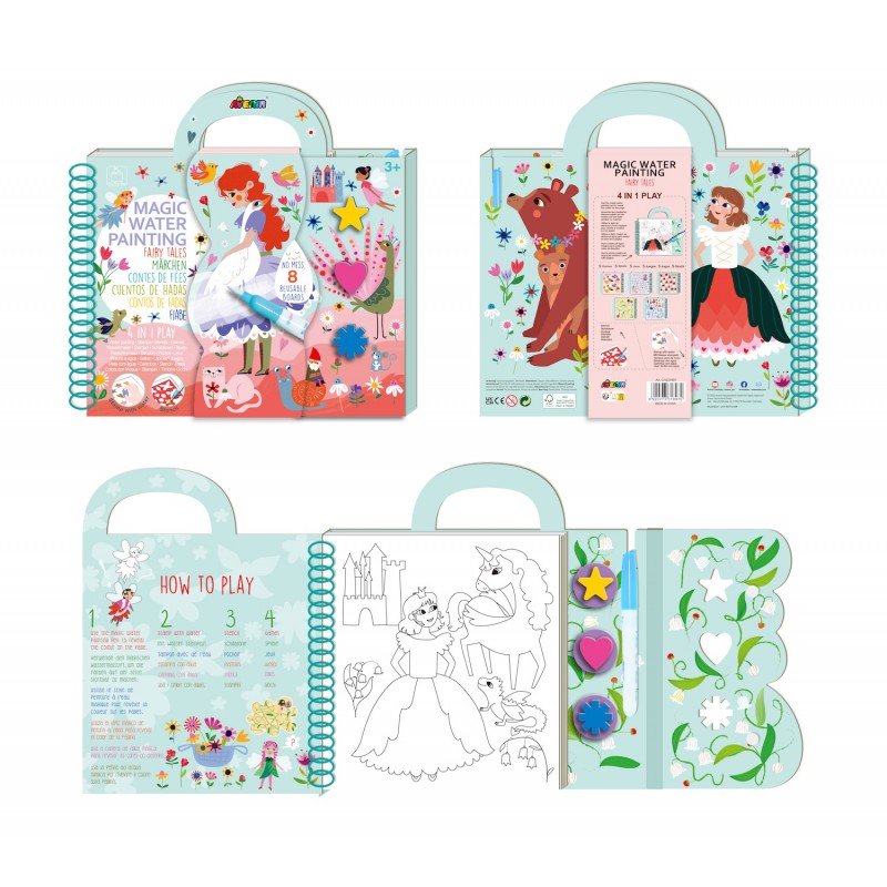 Conjunto de pintura mágica com água para crianças com caderno e tintas coloridas