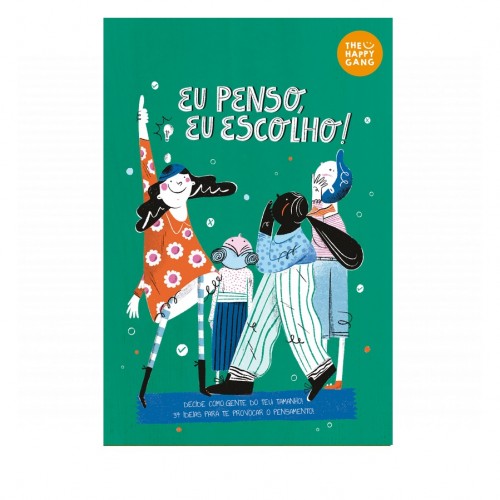 Capa de livro verde com ilustrações coloridas e texto Eu Penso, Eu Escolho!