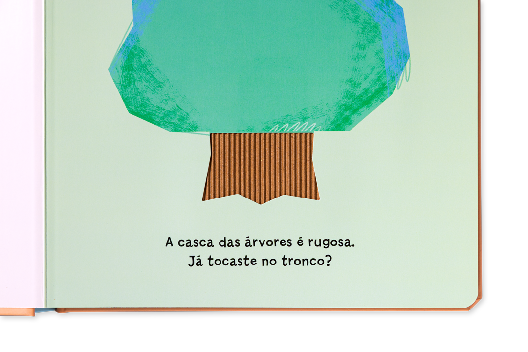 Página de livro infantil com ilustração de árvore e texto em português