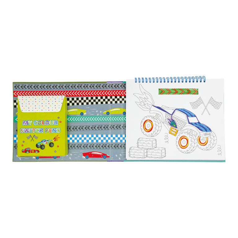 Conjunto de desenho infantil com caderno para colorir carros e embalagem MY COLOUR SWITCH PENS