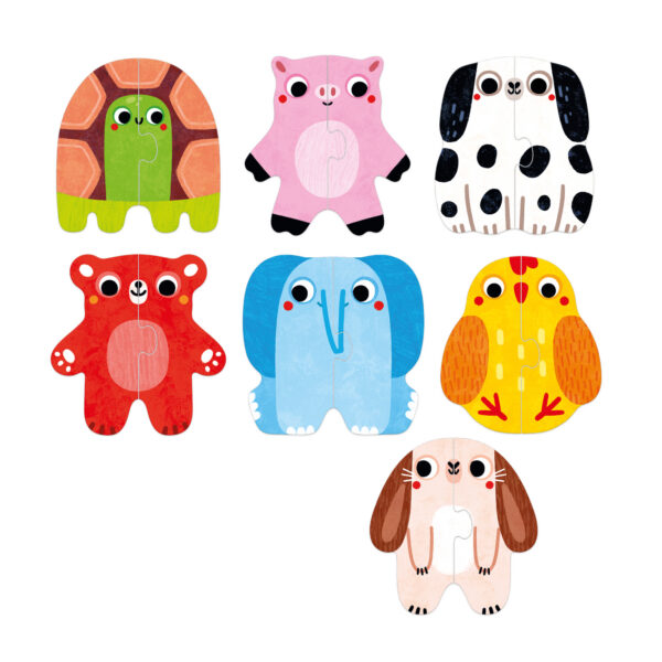 Set de puzzles infantis com desenhos de animais coloridos