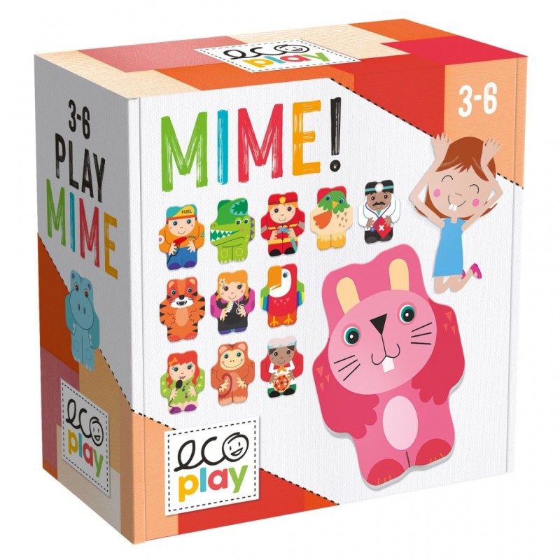 Brinquedo infantil MIME! para crianças 3-6 anos em caixa colorida com bonecos e coelho rosa