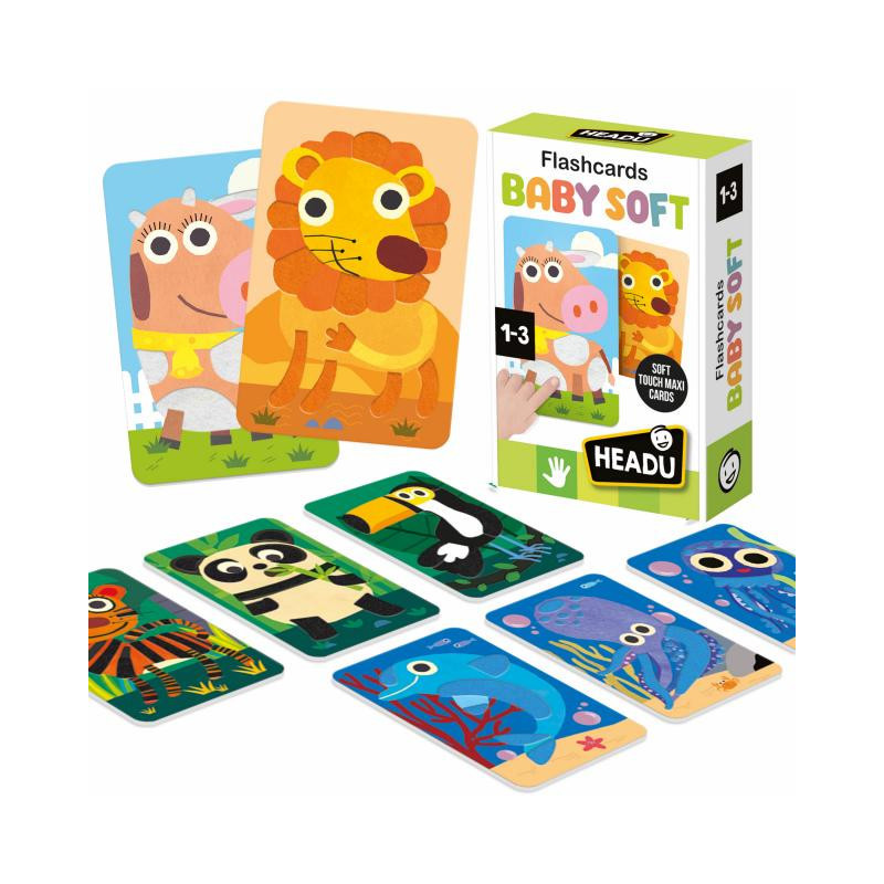 Cartas educativas Flashcards BABY SOFT com imagens de animais coloridos