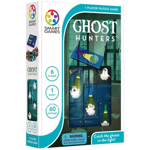 Caixa do jogo puzzle Ghost Hunters da Smart Games com fantasmas e lanterna