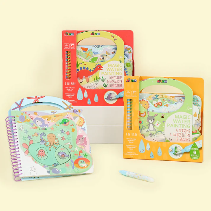 Livros infantis Magic Water Painting com caneta de água e embalagens coloridas