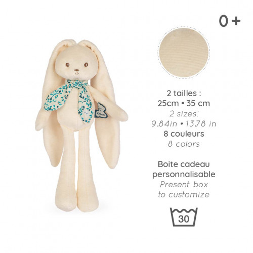 Pelúcia coelho creme com laço azul