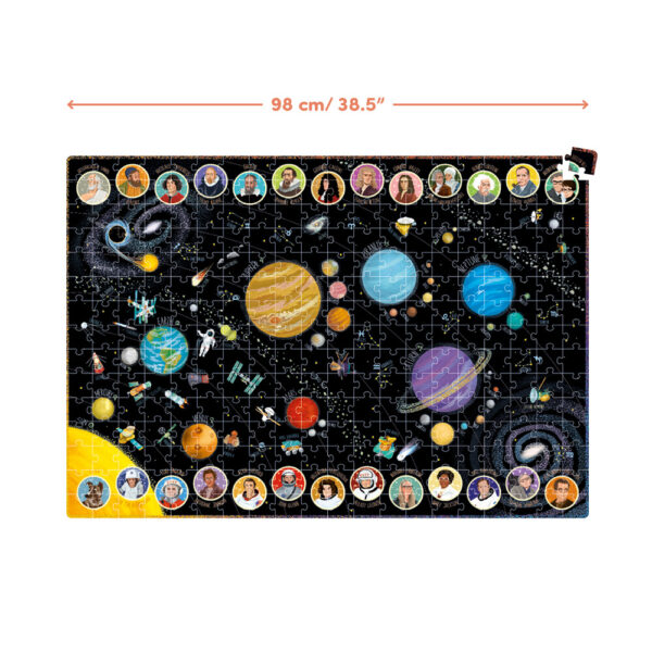 Puzzle do sistema solar com bordas de cientistas, 98 cm de largura