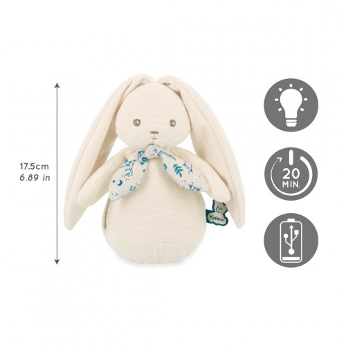 Boneco de peluche coelho creme com laço azul