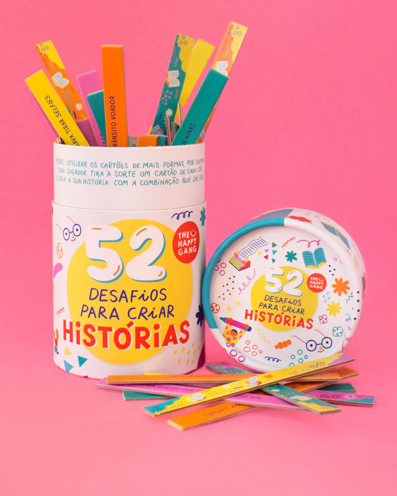 Jogo 52 Desafios Para Criar Histórias com cartas coloridas