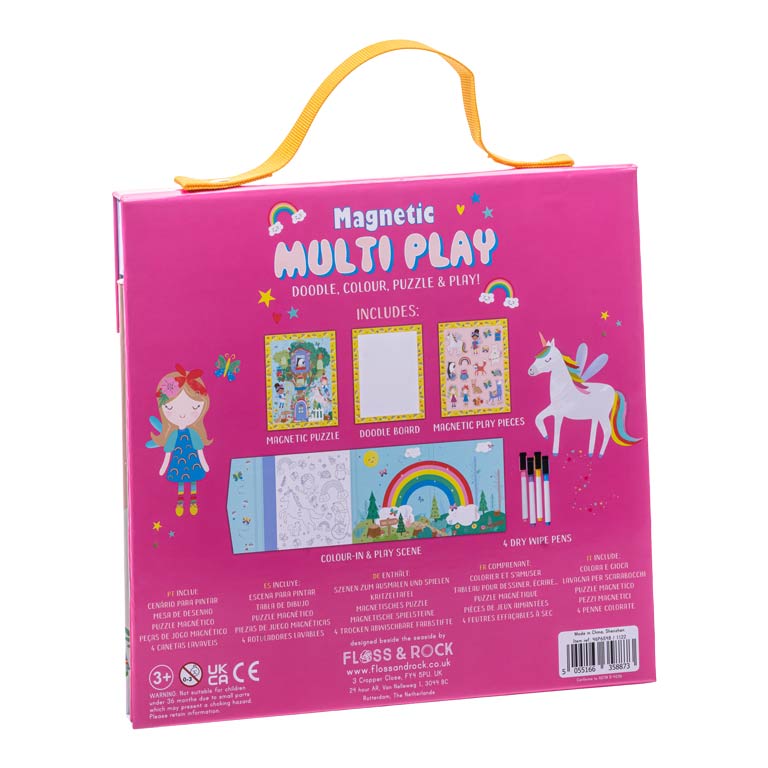 Caixa de brinquedo Magnetic Multi Play cor-de-rosa com alça amarela