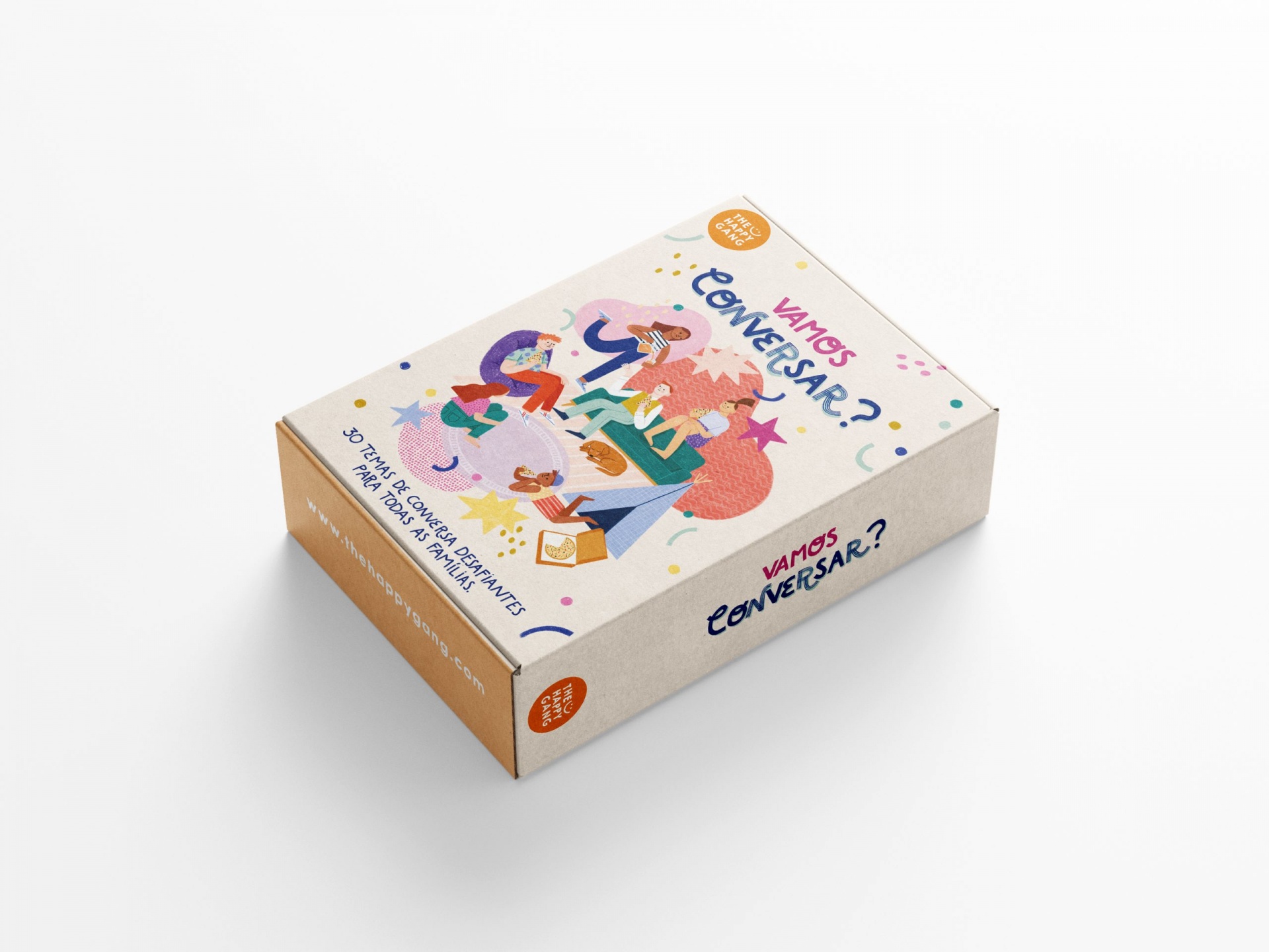 Conjunto de cartas para jogo VAMOS CONVERSAR? com ilustração colorida