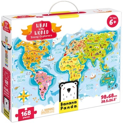 Caixa de puzzle mundial colorido da marca Banana Panda com 168 peças