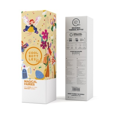 Caixa colorida de embalagem de garrafa térmica infantil COOL BOTTLES Kids com fadas e flores