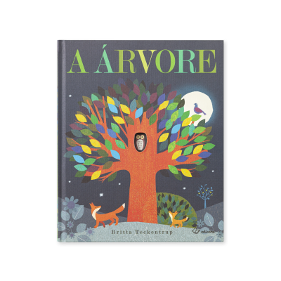 Capa de livro infantil 'A Árvore' com ilustração de árvore colorida e animais
