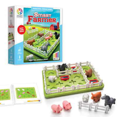 Jogo infantil Smart Farmer com animais de fazenda e tabuleiro