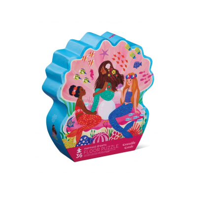 Quebra-cabeças de chão em forma de concha com três sereias coloridas