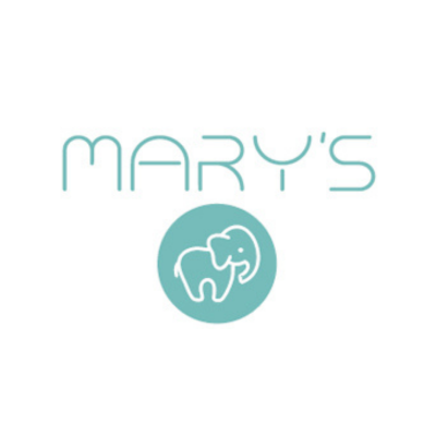 Logótipo com texto MARYS e elefante em círculo azul
