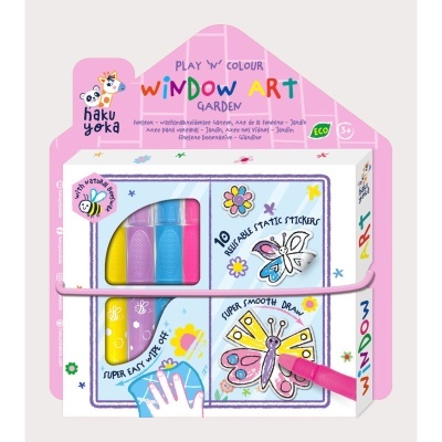 Conjunto de arte para janelas com marcadores coloridos e autocolantes reutilizáveis