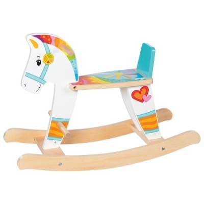 Cavalo baloiço infantil colorido em madeira