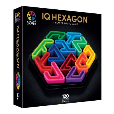 Jogo IQ HEXAGON da SMART GAMES com peças coloridas hexagonais