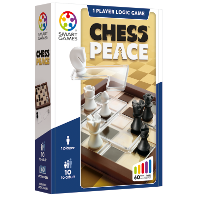 Jogo de lógica Chess Peace da Smart Games com tabuleiro de xadrez e peças transparentes