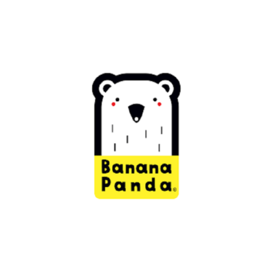 Logótipo de urso panda com texto Banana Panda