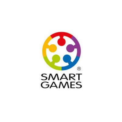 Logótipo da marca Smart Games com peças de puzzle coloridas e texto