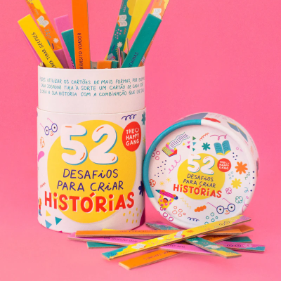 Jogo 52 Desafios Para Criar Histórias com cartas coloridas
